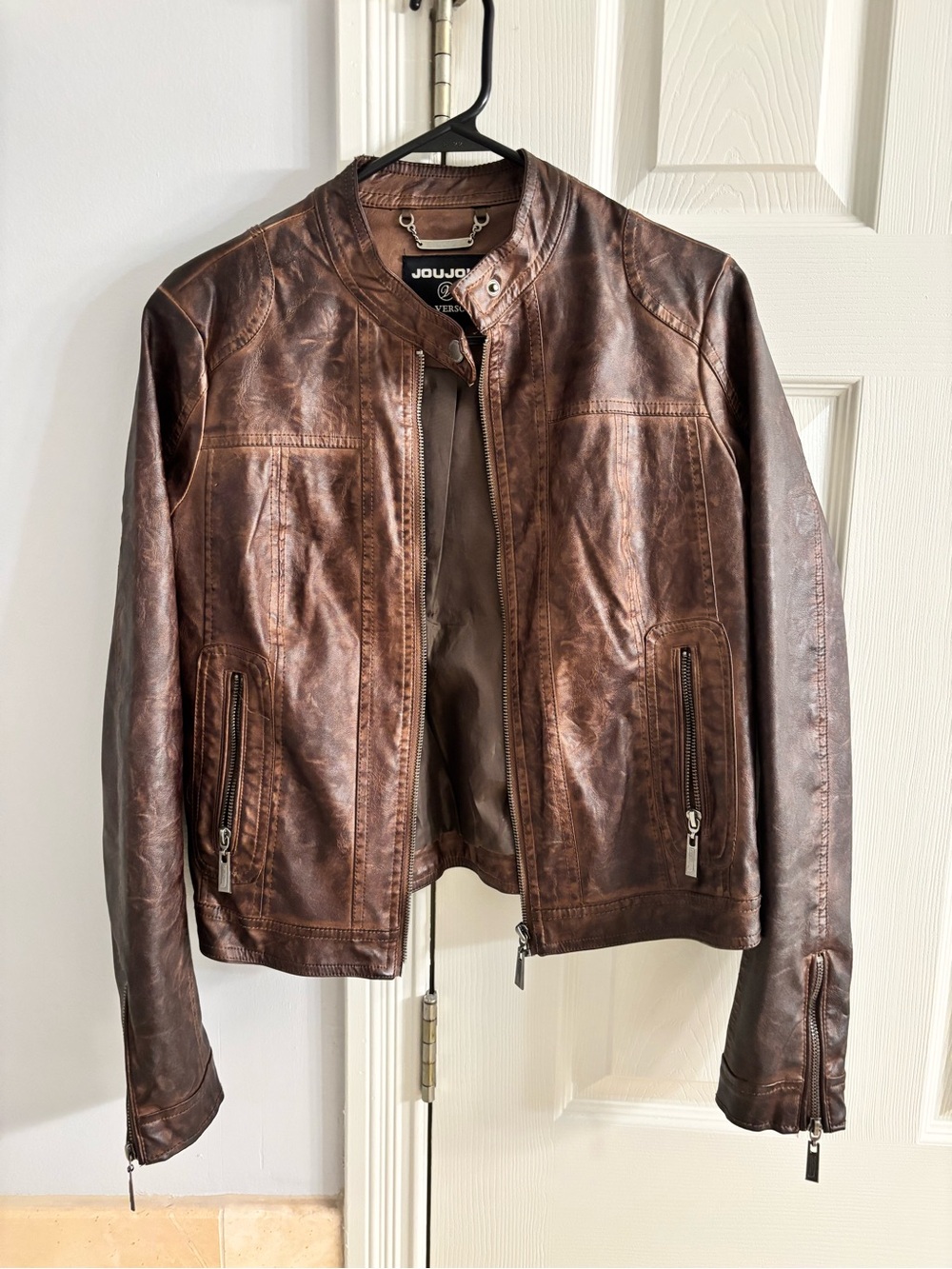Joujou Vintage Brown Leather Jacket - Bomber Style- Women Small